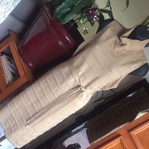 Tan Sleeveless Sweater Dress